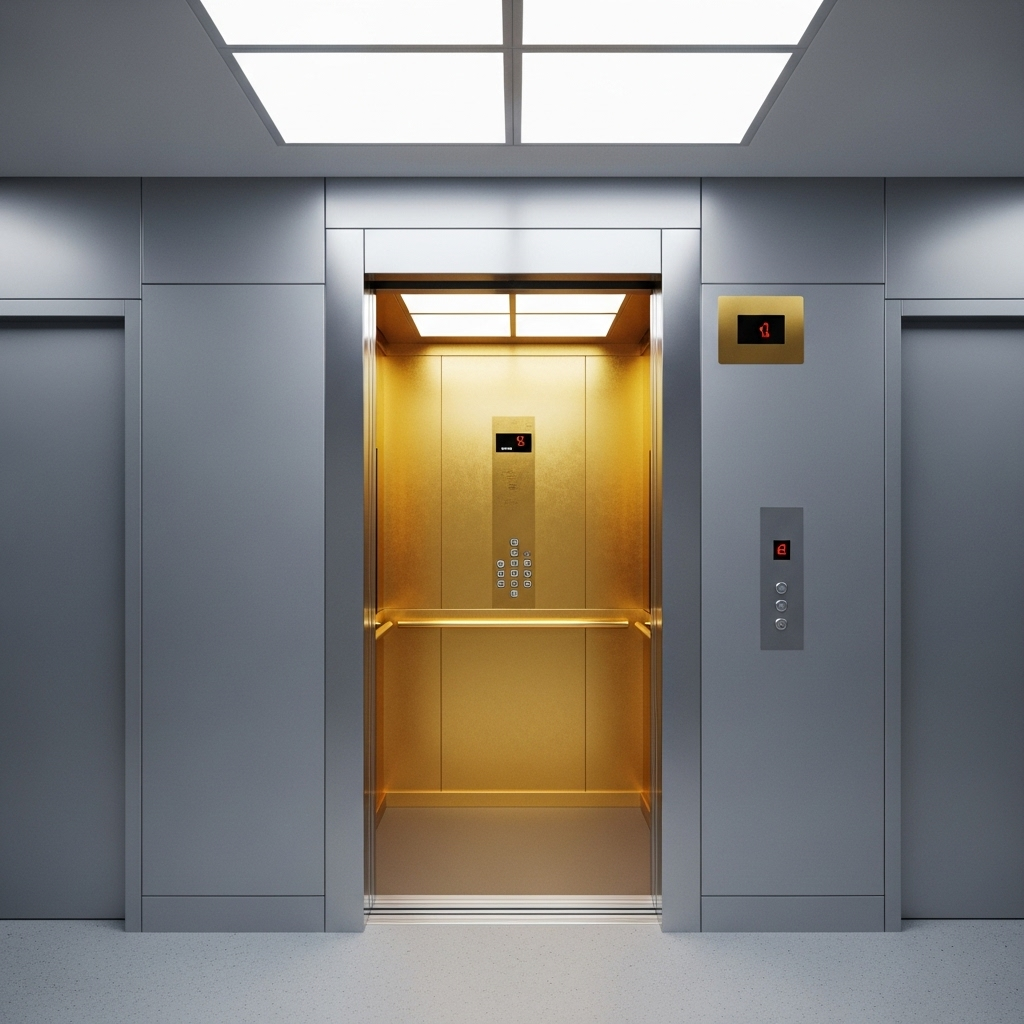 Hospital elevator with easy-to-clean stainless steel interior