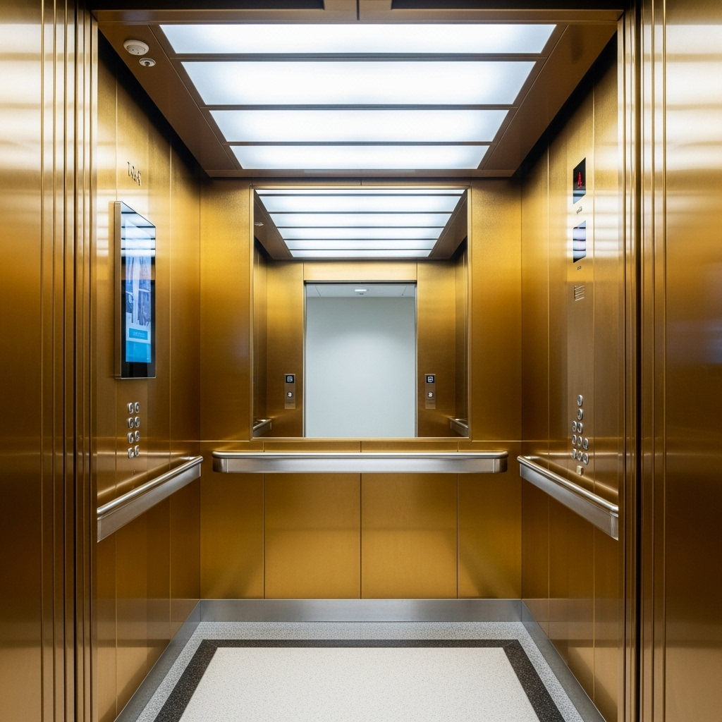 Well-lit and accessible hospital elevator cabin
